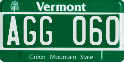 VT license plate AGG060
