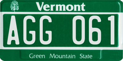 VT license plate AGG061