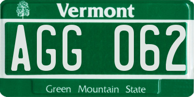 VT license plate AGG062