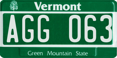 VT license plate AGG063