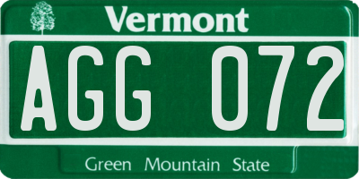 VT license plate AGG072