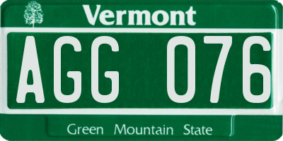 VT license plate AGG076