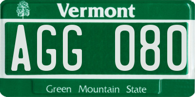 VT license plate AGG080