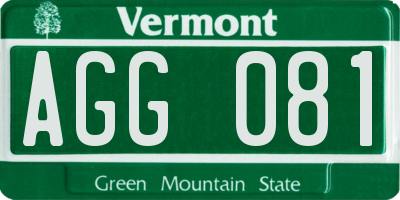 VT license plate AGG081