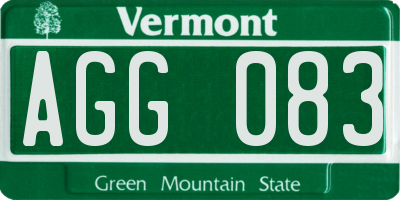 VT license plate AGG083
