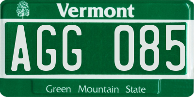 VT license plate AGG085