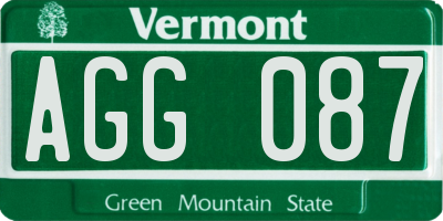 VT license plate AGG087