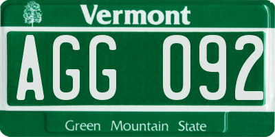 VT license plate AGG092