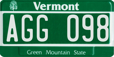 VT license plate AGG098