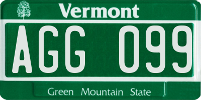 VT license plate AGG099