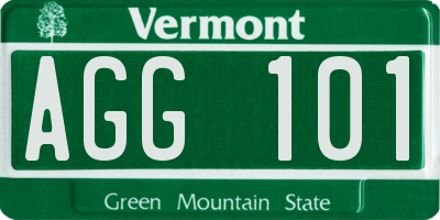 VT license plate AGG101