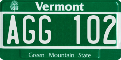 VT license plate AGG102