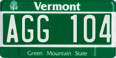 VT license plate AGG104