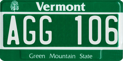 VT license plate AGG106