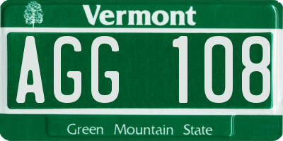 VT license plate AGG108