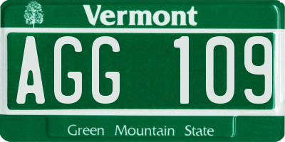 VT license plate AGG109