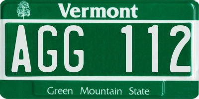 VT license plate AGG112