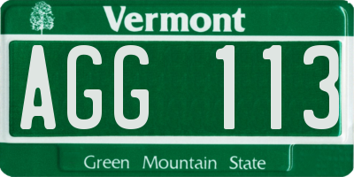 VT license plate AGG113
