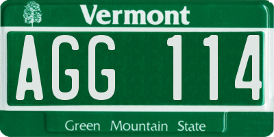 VT license plate AGG114