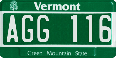 VT license plate AGG116