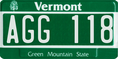 VT license plate AGG118
