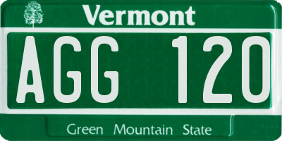 VT license plate AGG120