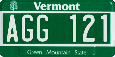 VT license plate AGG121