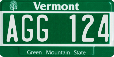 VT license plate AGG124