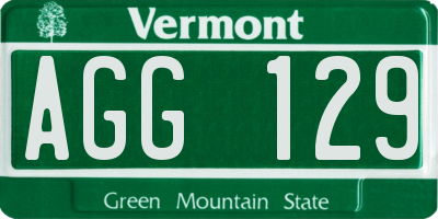 VT license plate AGG129