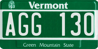 VT license plate AGG130