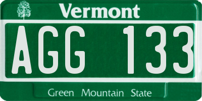 VT license plate AGG133