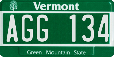 VT license plate AGG134