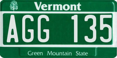 VT license plate AGG135