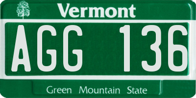 VT license plate AGG136