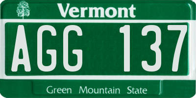 VT license plate AGG137