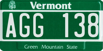 VT license plate AGG138