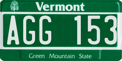 VT license plate AGG153