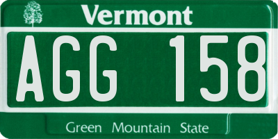 VT license plate AGG158
