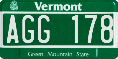 VT license plate AGG178