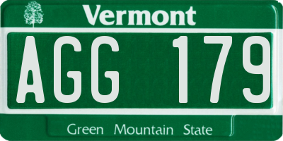 VT license plate AGG179