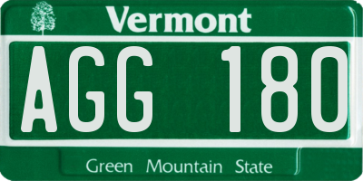 VT license plate AGG180
