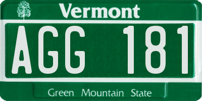 VT license plate AGG181