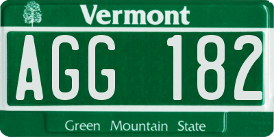 VT license plate AGG182