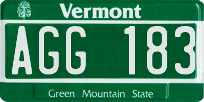 VT license plate AGG183