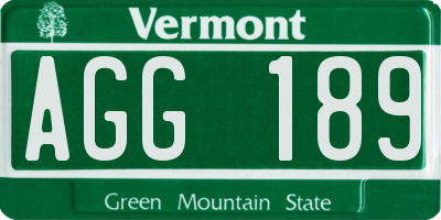 VT license plate AGG189