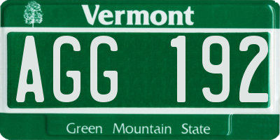 VT license plate AGG192