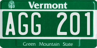 VT license plate AGG201