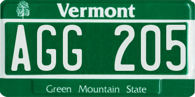 VT license plate AGG205