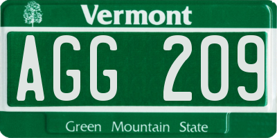 VT license plate AGG209