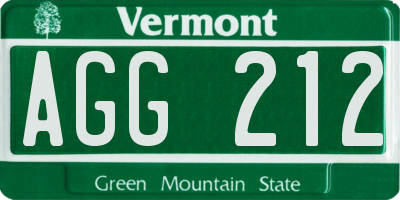 VT license plate AGG212